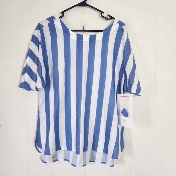 Soft Surroundings Main Sail Tunic Blue White Striped Photo Shoot Sample Petite S - Picture 2 of 16